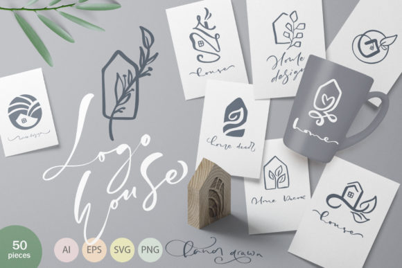 Hand Drawn Logo House Vector Elements